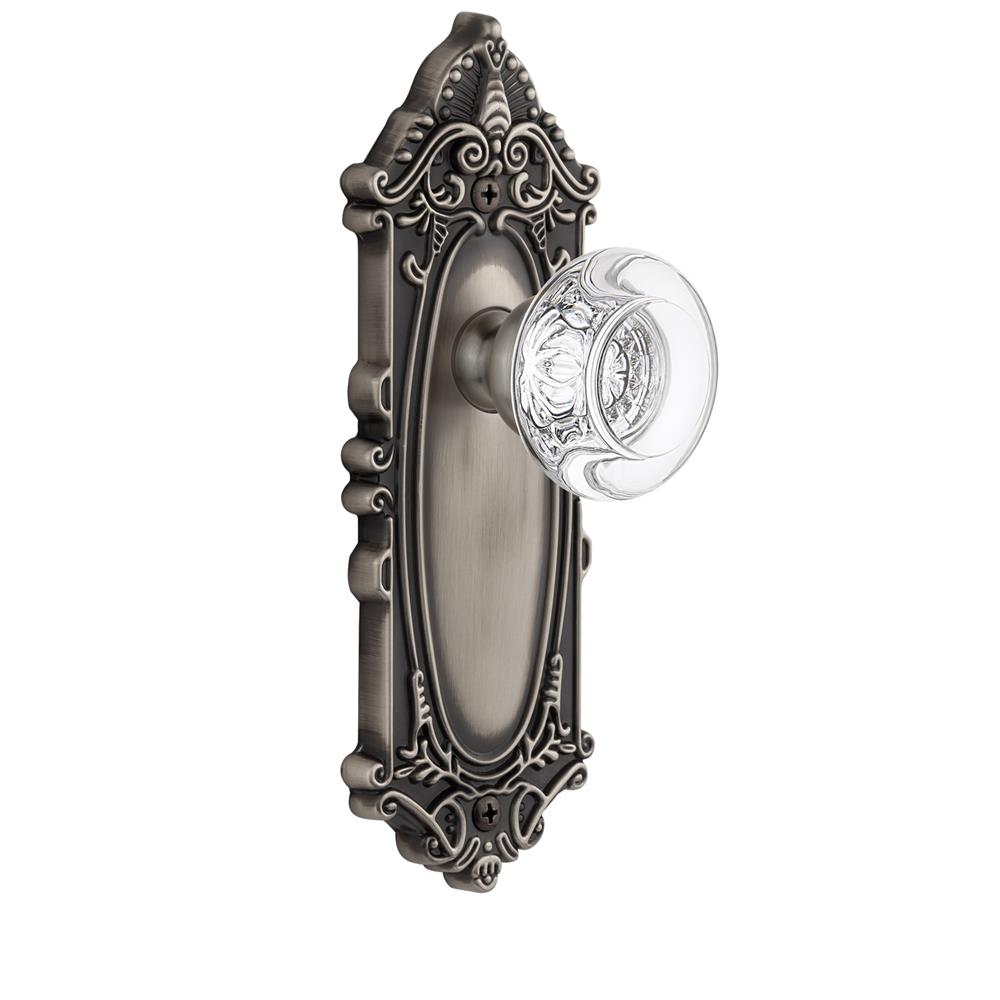 Grandeur by Nostalgic Warehouse GVCBOR Passage Knob - Grande Victorian Plate with Bordeaux Crystal Knob in Antique Pewter